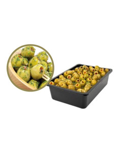 Olive Verdi Farcite Giganti Condite - Vaschetta da 1.9Kg - Ortoconserviera Camaranese