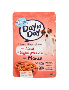 ADoC Day by Day Dog Cane Manzo - Box da 24 Buste da 100gr - Alimenti per Animali