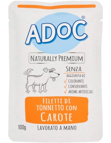 ADoC Dog Cane Tonnetto con Carote - 20 Bustine da 100gr - Alimenti per  Animali