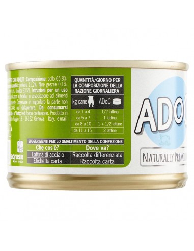 ADoC Dog Cibo Umido per Cani MIX 4 Tonnetto Pollo Manzo Anatra - 24 Lattine  da 170gr