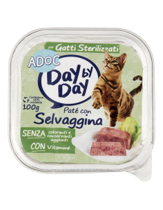 ADoC Day by Day Cat Gatto Paté per Gatti Sterilizzati con Selvaggina - Box da 16 Vaschette da 100gr - Alimenti per Animali