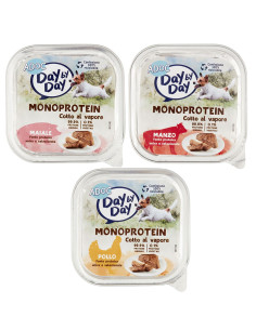ADoC Day by Day Dog Cane Paté MIX 3 MONOPROTEIN con Manzo Maiale e Pollo - 24 Vaschette da 100gr - Alimenti per Animali