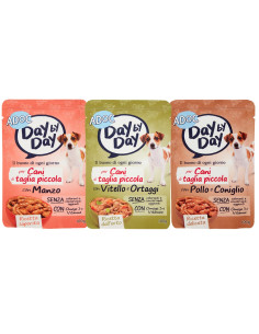 ADoC MIX Day by Day Dog Cane TAGLIA PICCOLA Manzo Pollo Coniglio Vitello e Ortaggi - 24 Buste da 100gr