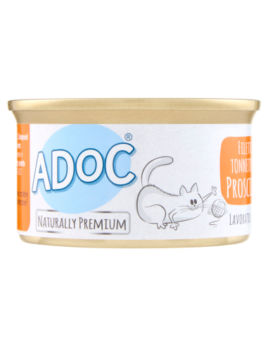 ADoC Cat Gatto Tonnetto con Prosciutto - 24 Lattine da 85gr - Alimenti per Animali