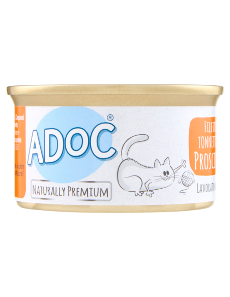 ADoC Cat Gatto Tonnetto con Prosciutto - 24 Lattine da 85gr - Alimenti per Animali