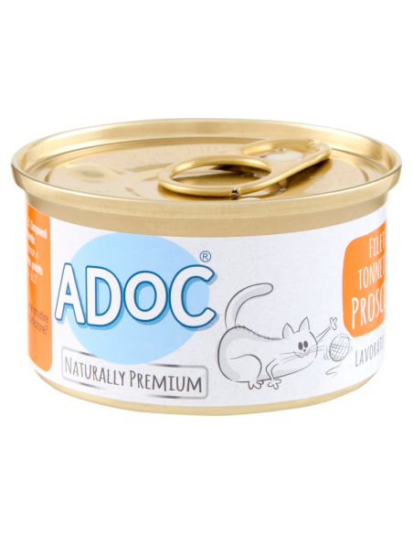 ADoC Cat Gatto Tonnetto con Prosciutto - 24 Lattine da 85gr - Alimenti per Animali