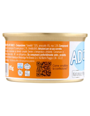 ADoC Cat Gatto Tonnetto con Prosciutto - 24 Lattine da 85gr - Alimenti per Animali